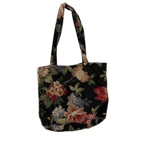 Floral Tote Bag With Pocket Fabric Lined Reusable